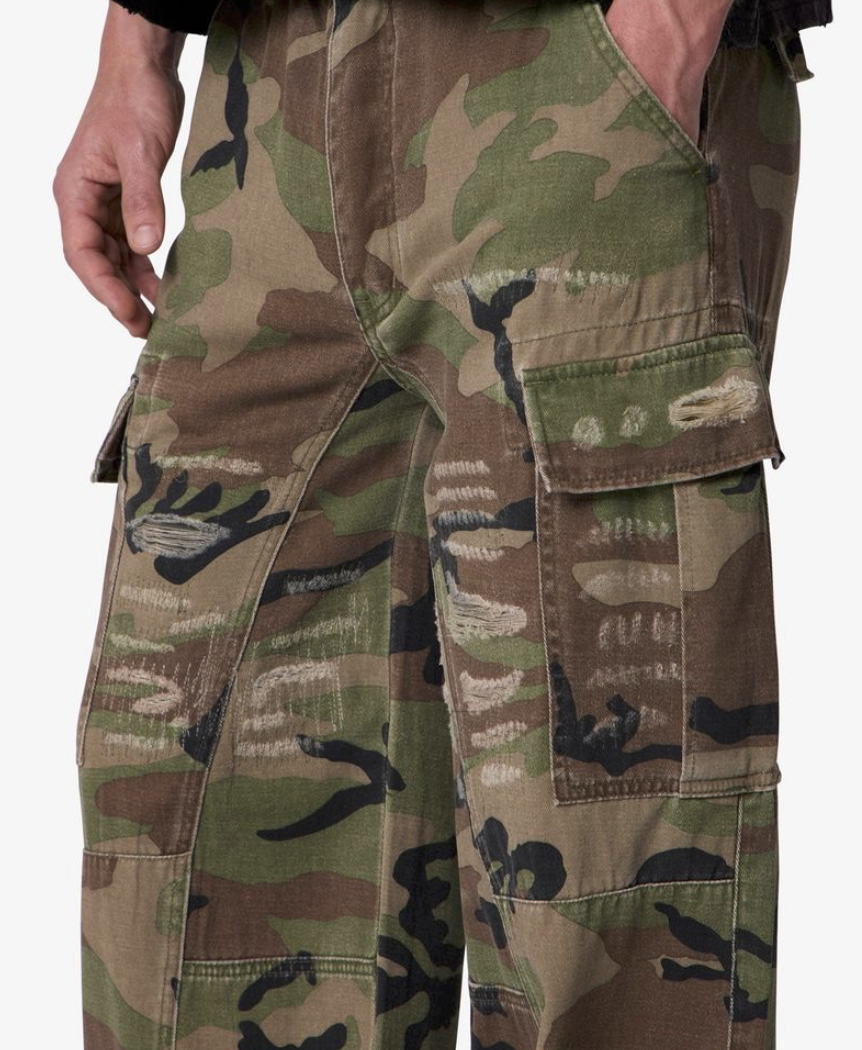 mnml Distressed Camo Cargo Pants