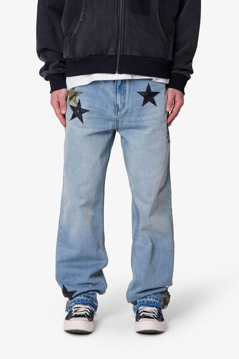 MNML Baggy Camo Star Patch Denim
