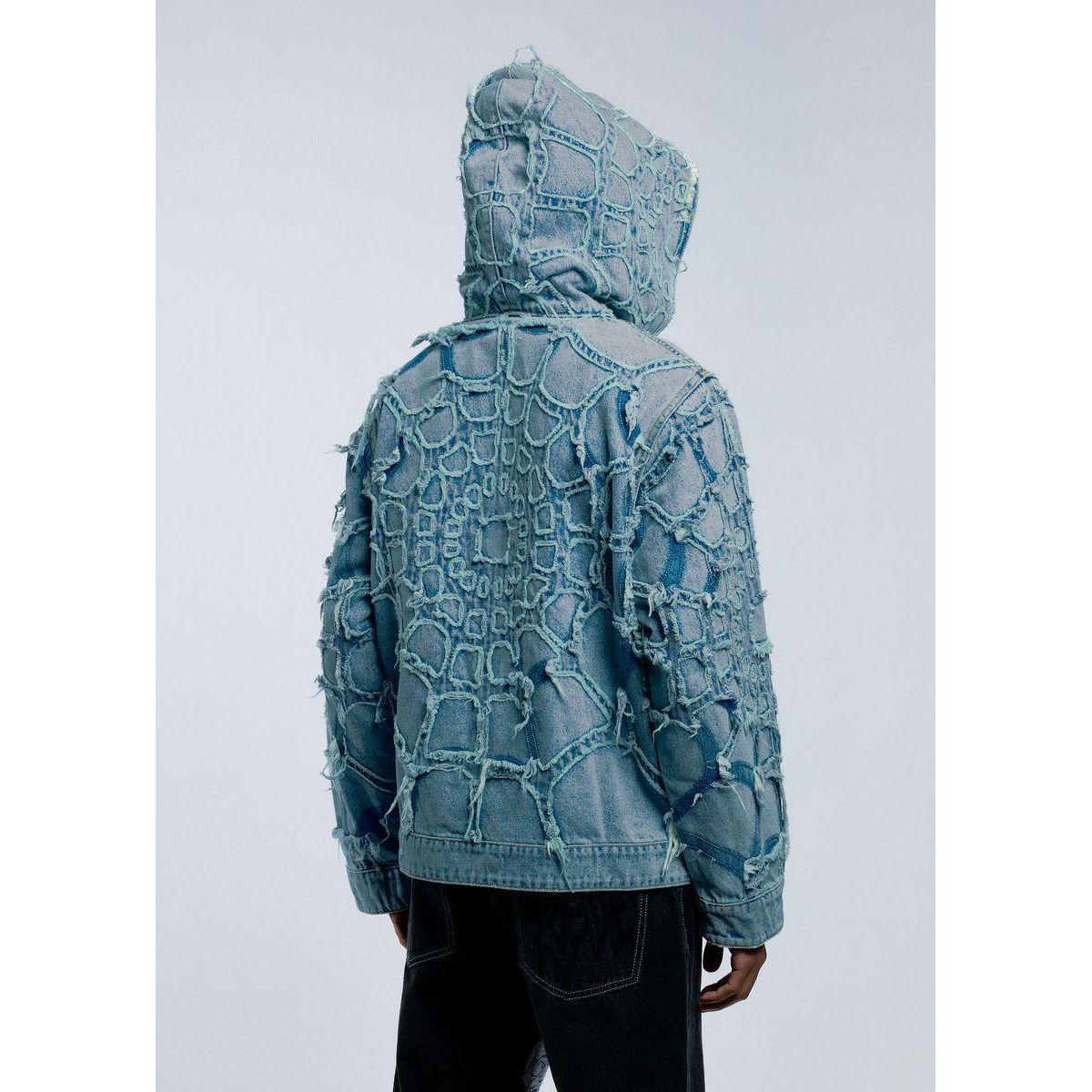 Revenge SPIDER WEB DENIM JACKET BLEACHED INDIGO