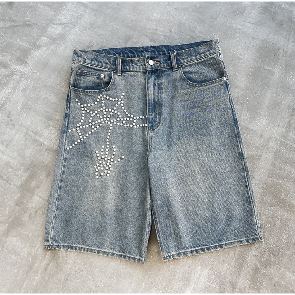 BK Pearl Spider Denim Jorts