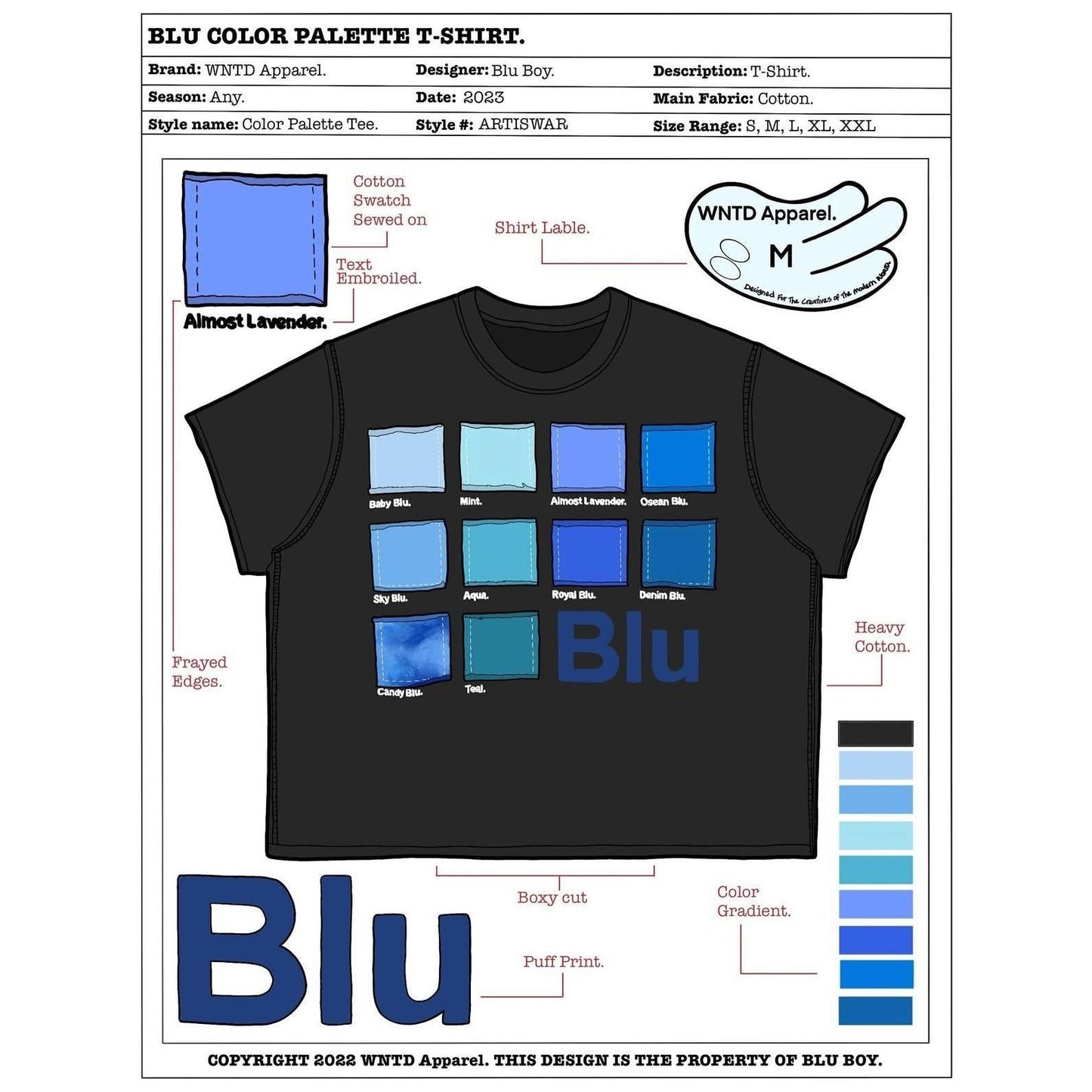 WNTD Blu Color Pallete Tee