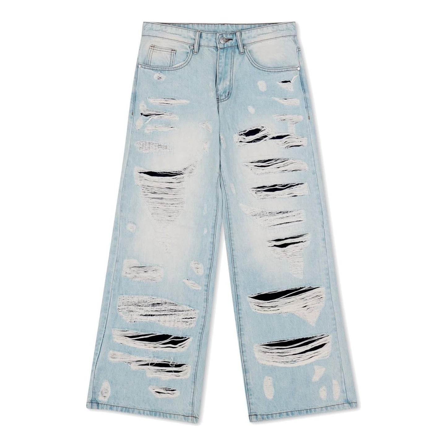 WNTD Distressed Double Denim Pant