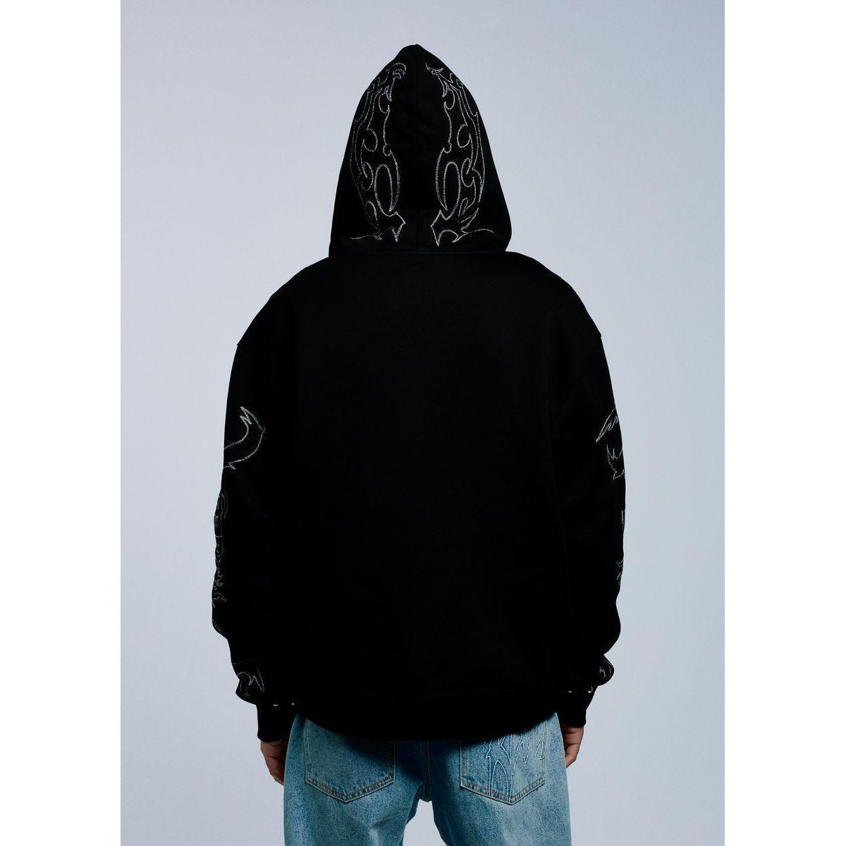 Revenge TRIBAL SKULL STUDDED ZIP BLACK/SILVER