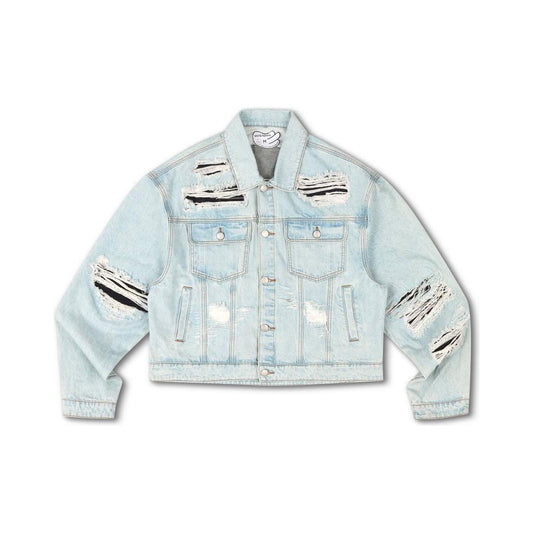 WNTD Distressed Double Denim Jacket