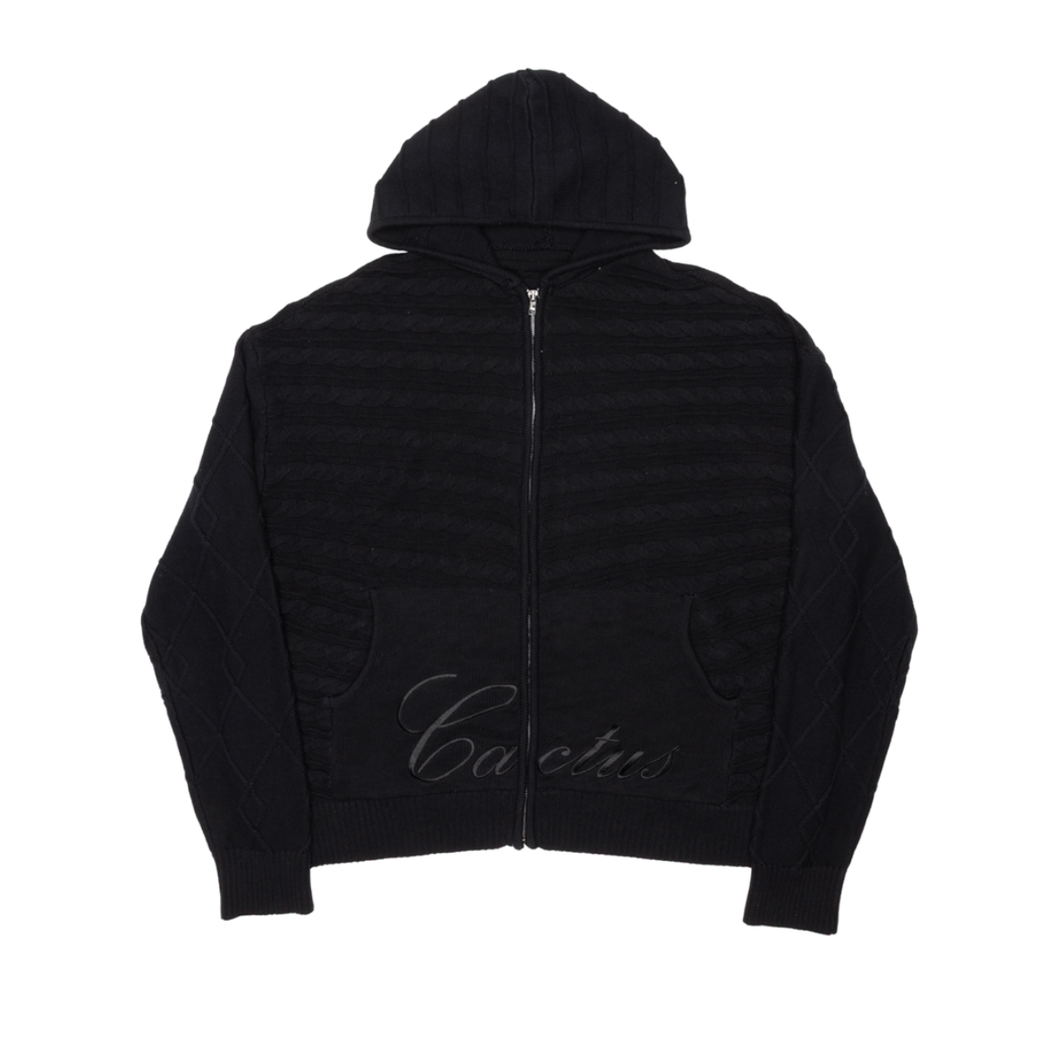 AZVA Chain Knit Hoodie Black