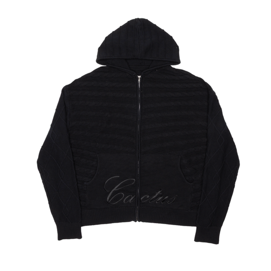 AZVA Chain Knit Hoodie Black