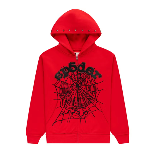 Sp5der OG Web Studded Zip Hoodie