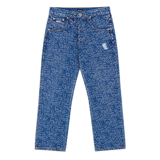 Asaali Laugh Now Cry Later All Over Print Denim Jeans