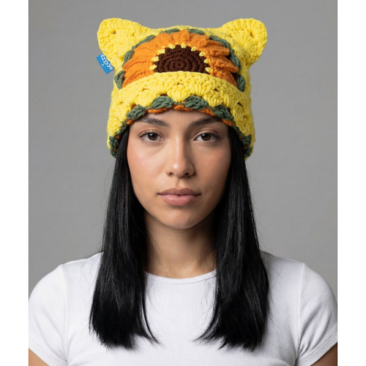 Arkyve Sunflower Crochet Cat Hat