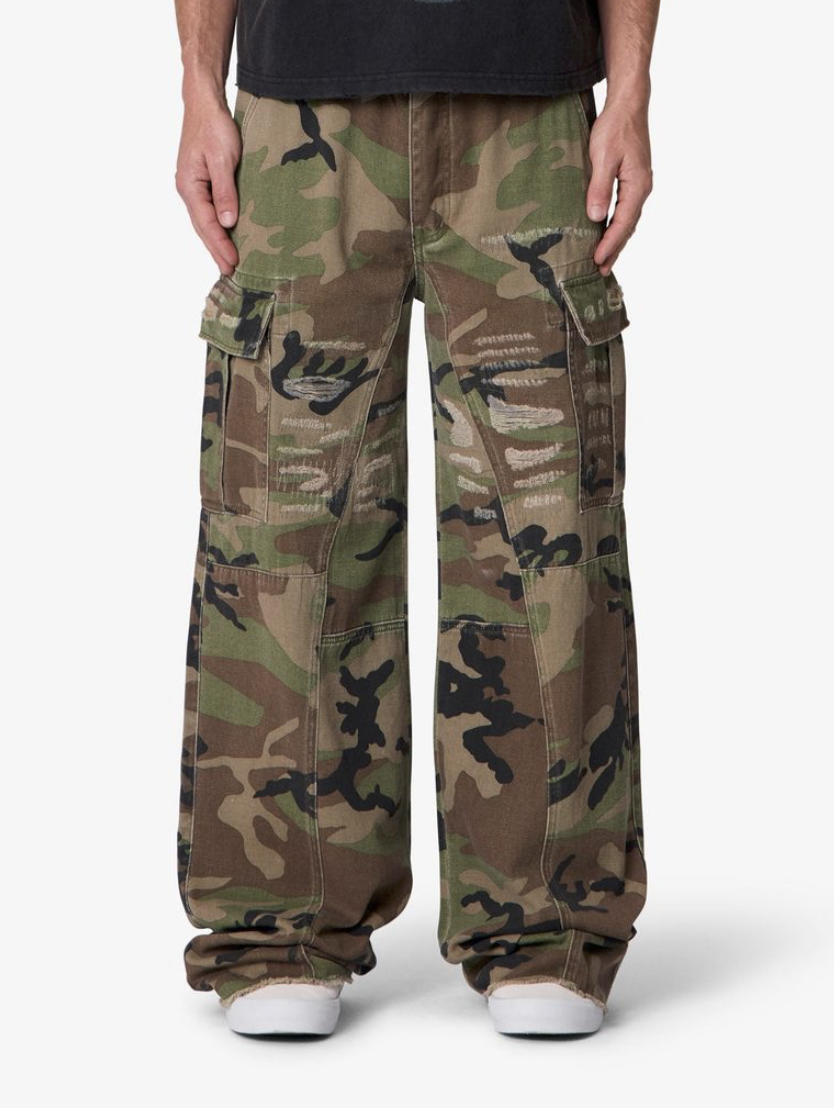 mnml Distressed Camo Cargo Pants