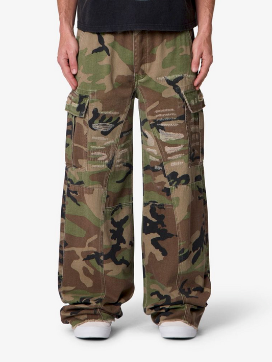 mnml Distressed Camo Cargo Pants