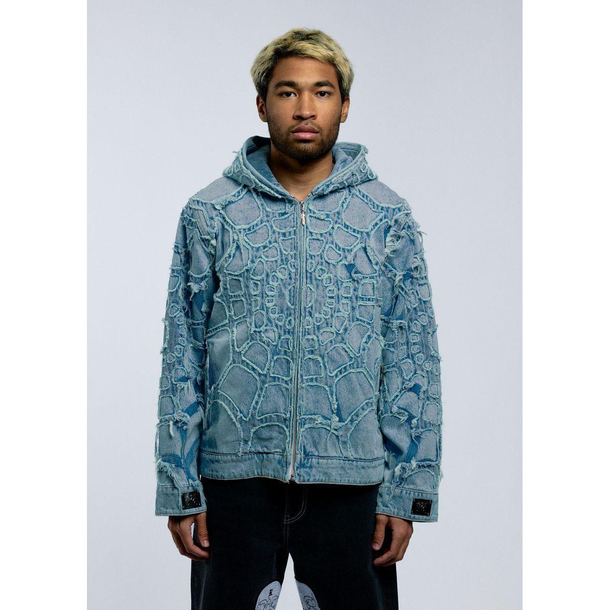 Revenge SPIDER WEB DENIM JACKET BLEACHED INDIGO