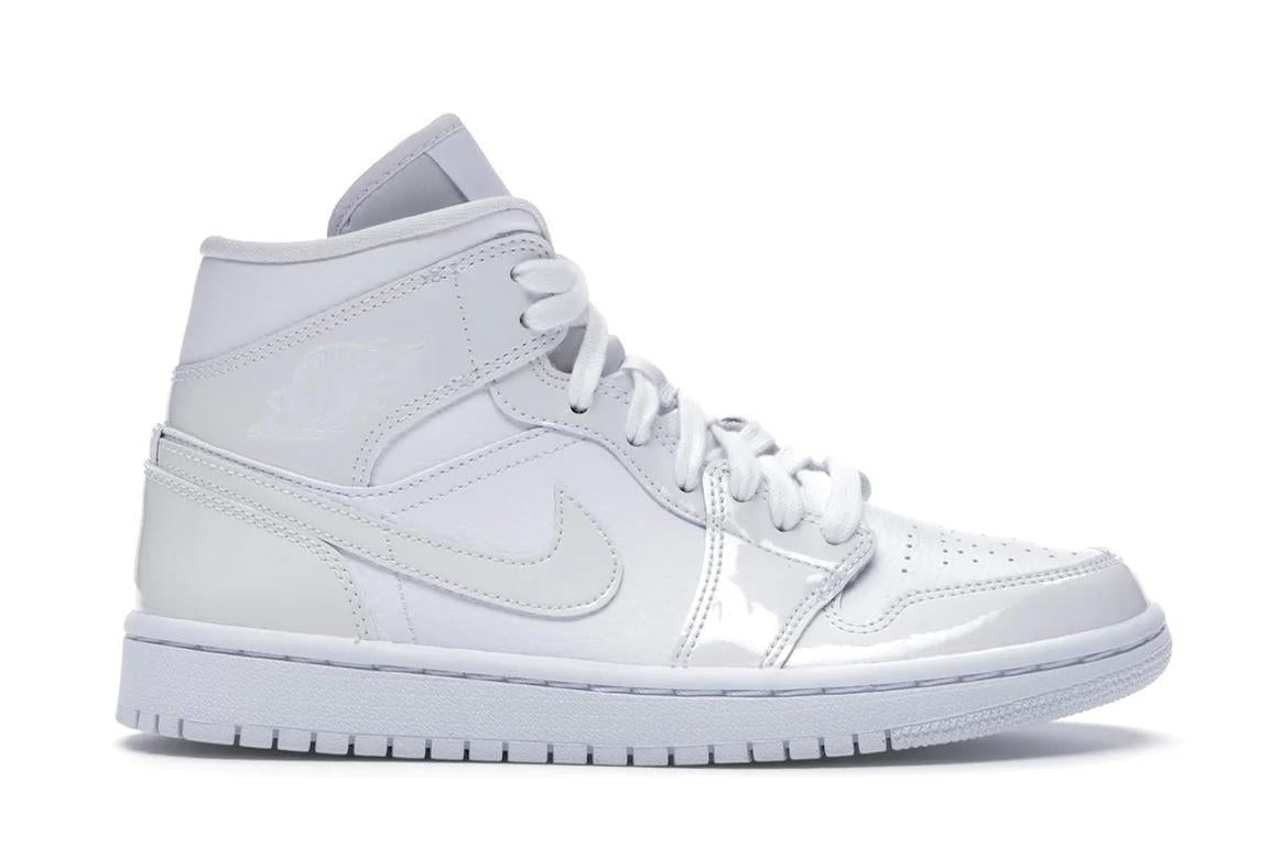 Jordan 1 Mid
Triple White Patent Swoosh (Women's)