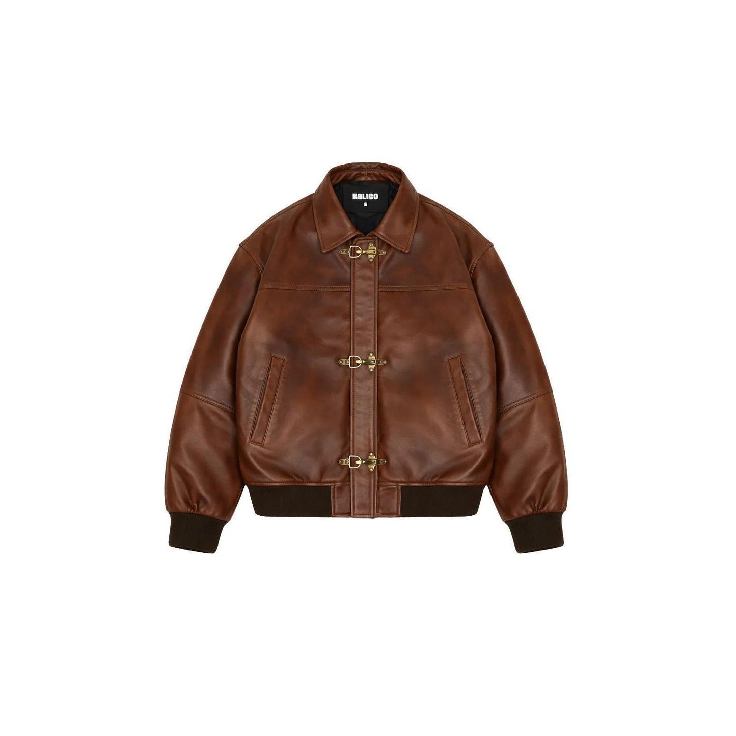Kalico Vintage Clasp Sheepskin Leather Jacket